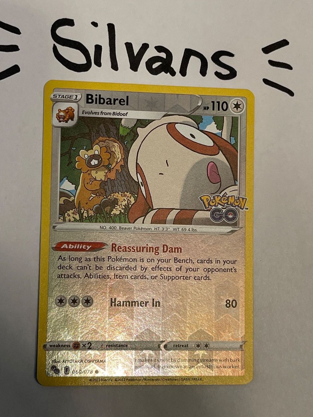 Pokémon Carte collezionabili: Bibarel Reverse Holo 060/078 Pokemon GO Englisch – Nuovo (secondo la descrizione) da Wil SG venduto da Silvans