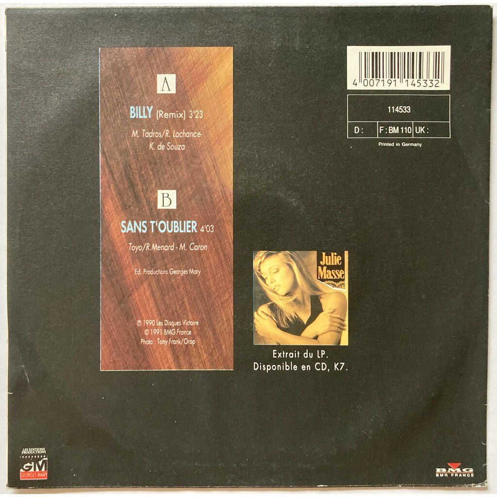 Dischi in vinile: JULIE MASSE - BILLY – Usato da Bottens venduto da hotter-than-hell 1