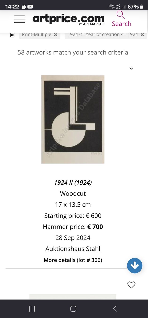 Grafica & Litografie: Walter Dexel(1890-1973) 1924 handsig. 22.5x18cm – Usato da Emmenbrücke venduto da Kunstankaufverkauf 6