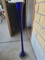 grosse Blaue Ständer Glas Vase Dekoration