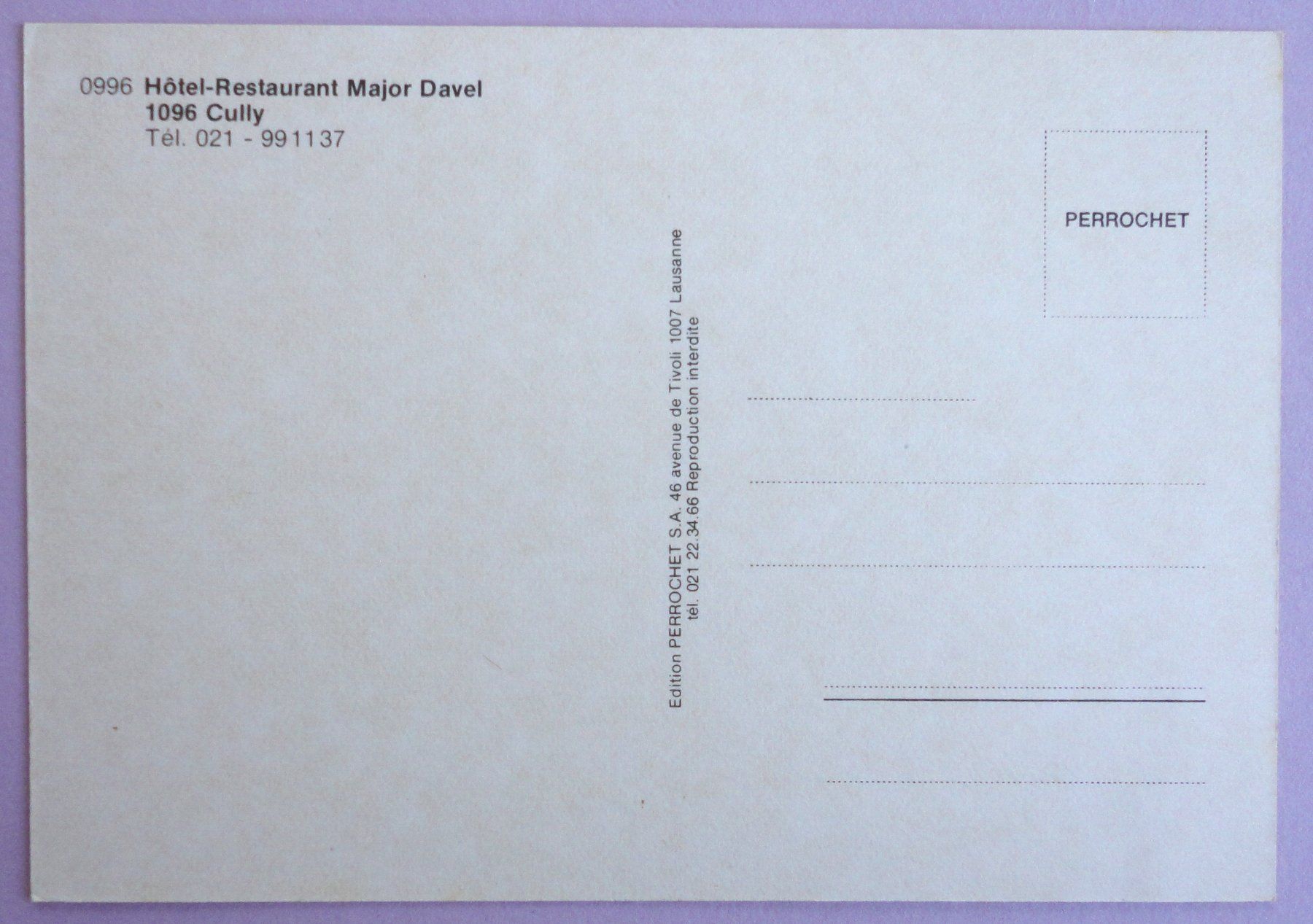 Cartoline postali: Hôtel-Rest. Major Davel, Cully – Usato da Fétigny venduto da Billy2miny 1