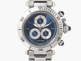 Cartier pasha chronograph 13521 Blue Dial