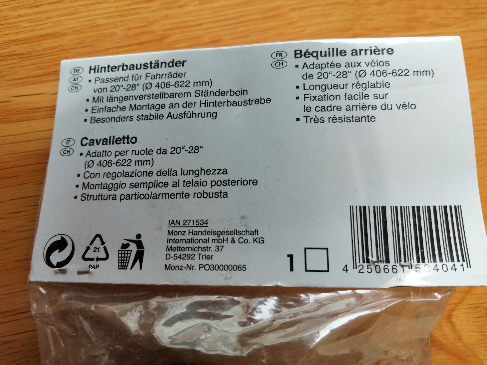 Cavalletti per biciclette: Crivit Hinterbauständer Fahrradständer Neu 20-28" – Nuovo e nell'imballaggio originale da Honau venduto da holunder3 2