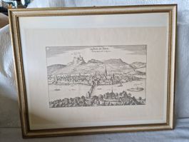 Stich Zürich Aussicht von der Weid  Bild 37 X 27 / 55 X 48 B