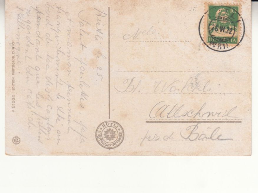 Ansichtskarten: Vierwaldstättersee / Rütli 1922 – Gebraucht aus Bürglen TG von StampGraf 1