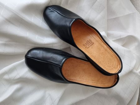 Hausschuhe Herren aus Leder/ohne Fersenkappe Schwarz N° 43
