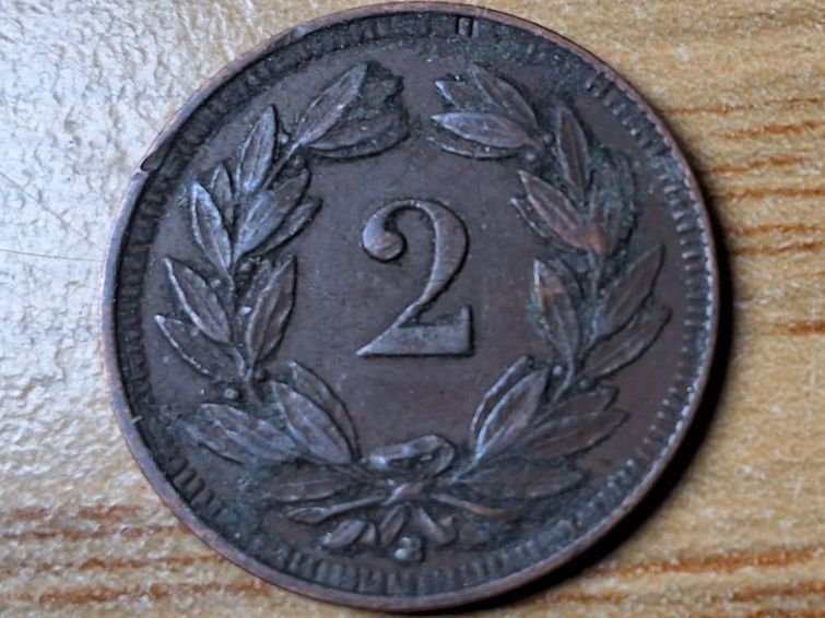 Alle Münzen: 2 Rappen 1915 – Gebraucht aus Münchenstein von purbach1 9