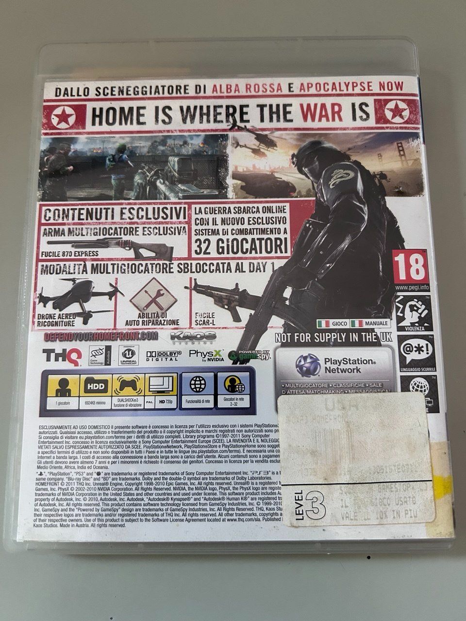 Sony Giochi: Homefront per PlayStation 3 – Usato da Giubiasco venduto da LorisVale 1