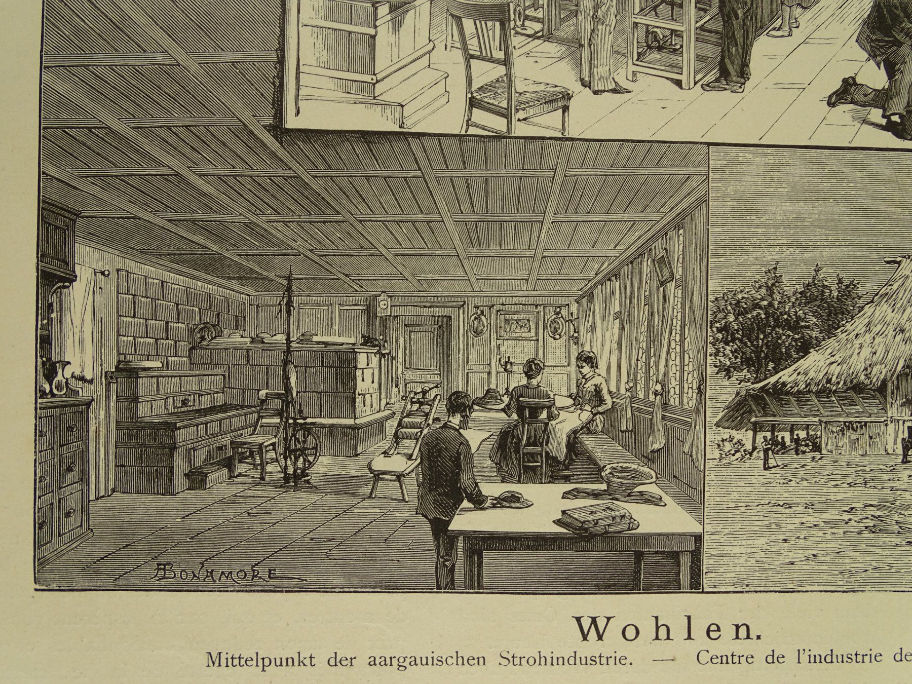 Stiche: WOHLEN, AARG. STROHINDUSTRIE, HOLZSTICH 1883 – Gebraucht aus Grüningen von Kartensammler 4