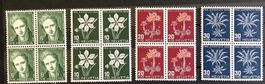 1946 Pro Juventute Alpenblumen  Viererblock Satz **