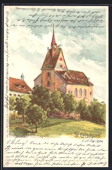 Cartes postales: Litho Basel, Blick zur St. Crischona – D'occasion à Berlin par bartko-reher