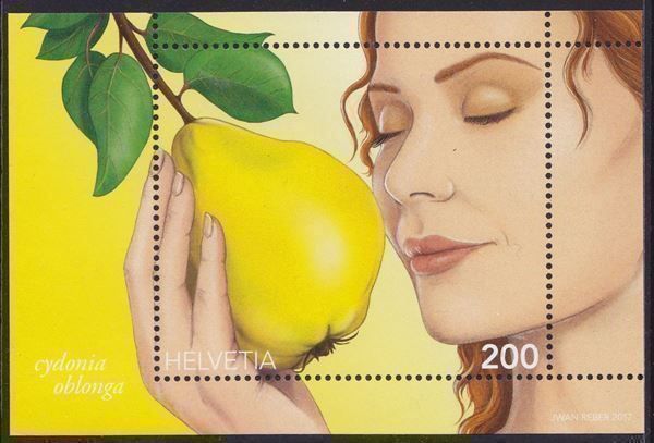 Tutti i francobolli: 2017  Sonderblock  2Fr.   QUITTEN DUFT   ** Postfrisch ** – Nuovo (secondo la descrizione) da Adliswil venduto da Aenti