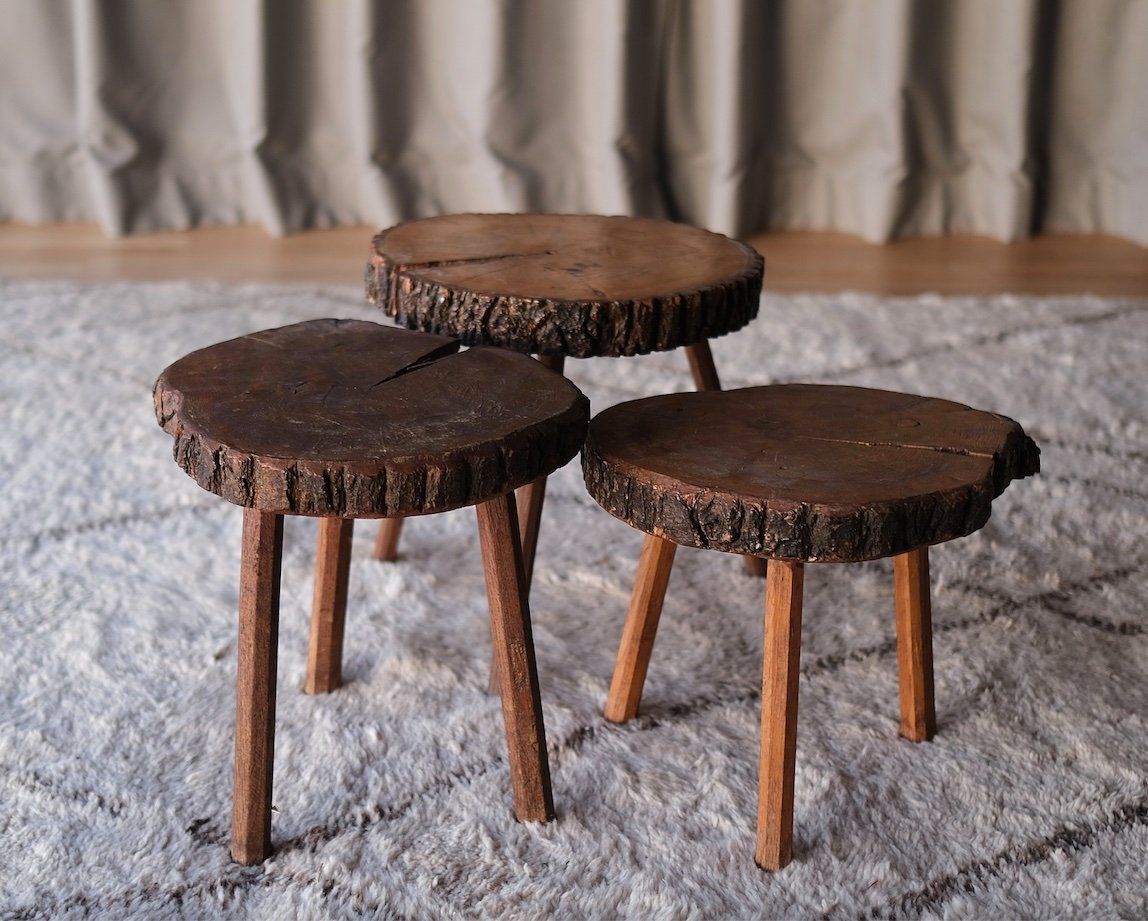 Tischset: 3 Beistelltische Rustic / Mid Century modern – Gebraucht aus Bern von Zmodern_VIN 1