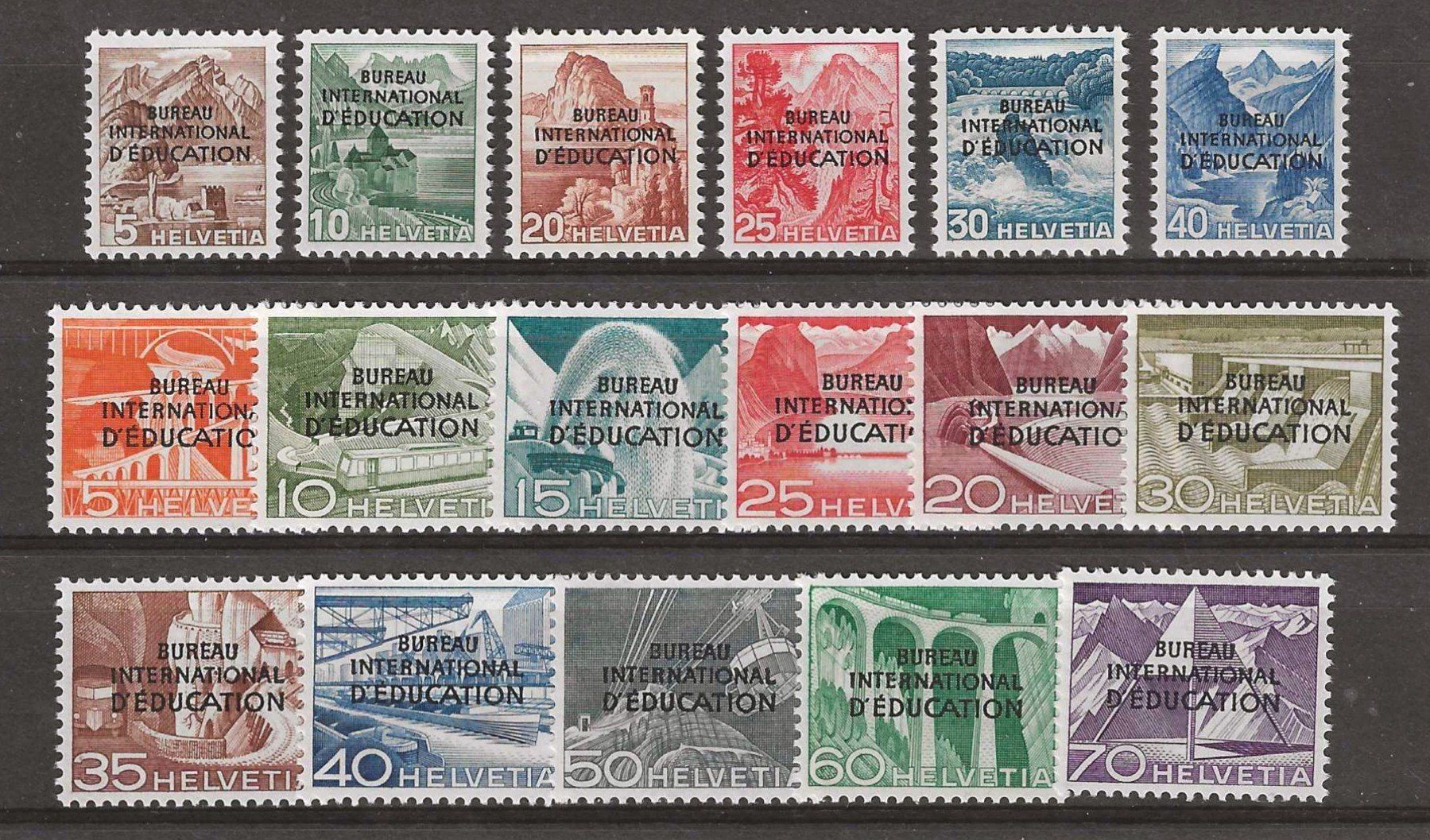 Tutti i francobolli: 1948-50 : Genfer Ämter Serien 23- 39, postrfrisch ** – Nuovo (secondo la descrizione) da Gümligen venduto da Geniusbuy