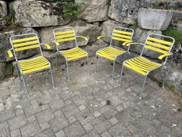 4 Chaises de jardin Vintage Jaune 
