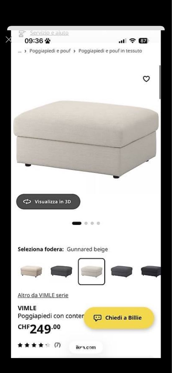 Ikea Sofas: Divano VIMLE IKEA + Pouf – D'occasion à Maggia par sua_jn8f 1