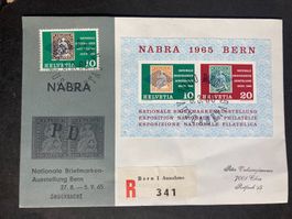 Schweiz 1965 R-Ersttagsbrief Block NABRA Bern nr.6 Cachet+EW