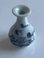 Kleine Vase Keramik blau weiss bemalte antik(S14)