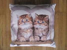 Kissenbezug mit Katzen, 42 cm x 42 cm