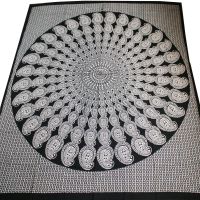 Tagesdecke Bettüberwurf MANDALA Weiß XL Indien Baumwolle