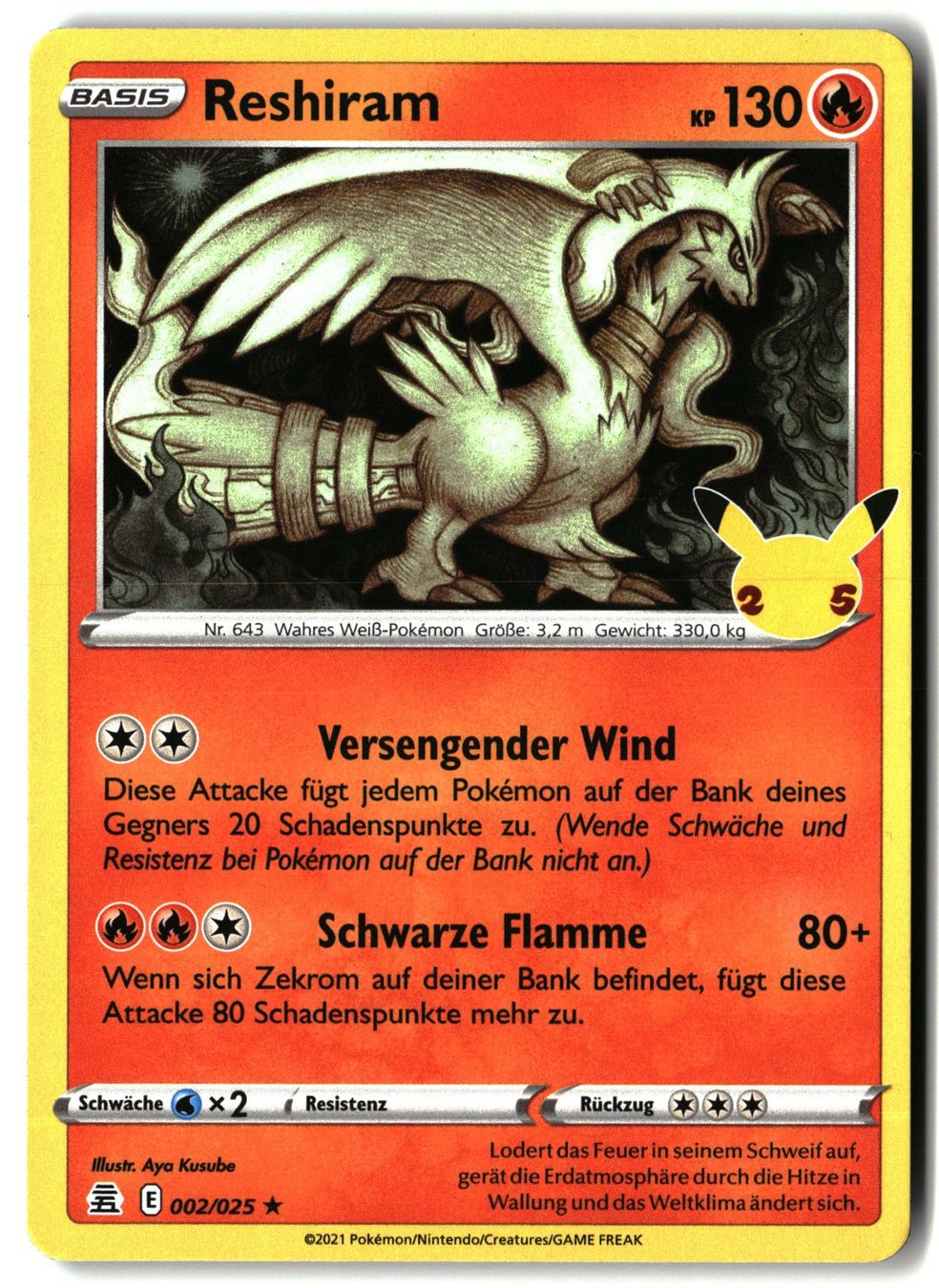 Pokémon Carte collezionabili: Reshiram #2 Pokemon Celebrations – Usato da Feuerthalen venduto da Plazatoys