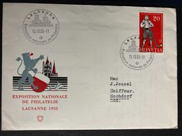 Schweiz 1955 Sonderstempel Briefmarkenausstellung Lausanne