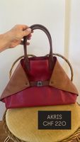 Akris Handtasche Leder Rot Braun Damen Tasche Schultertasche