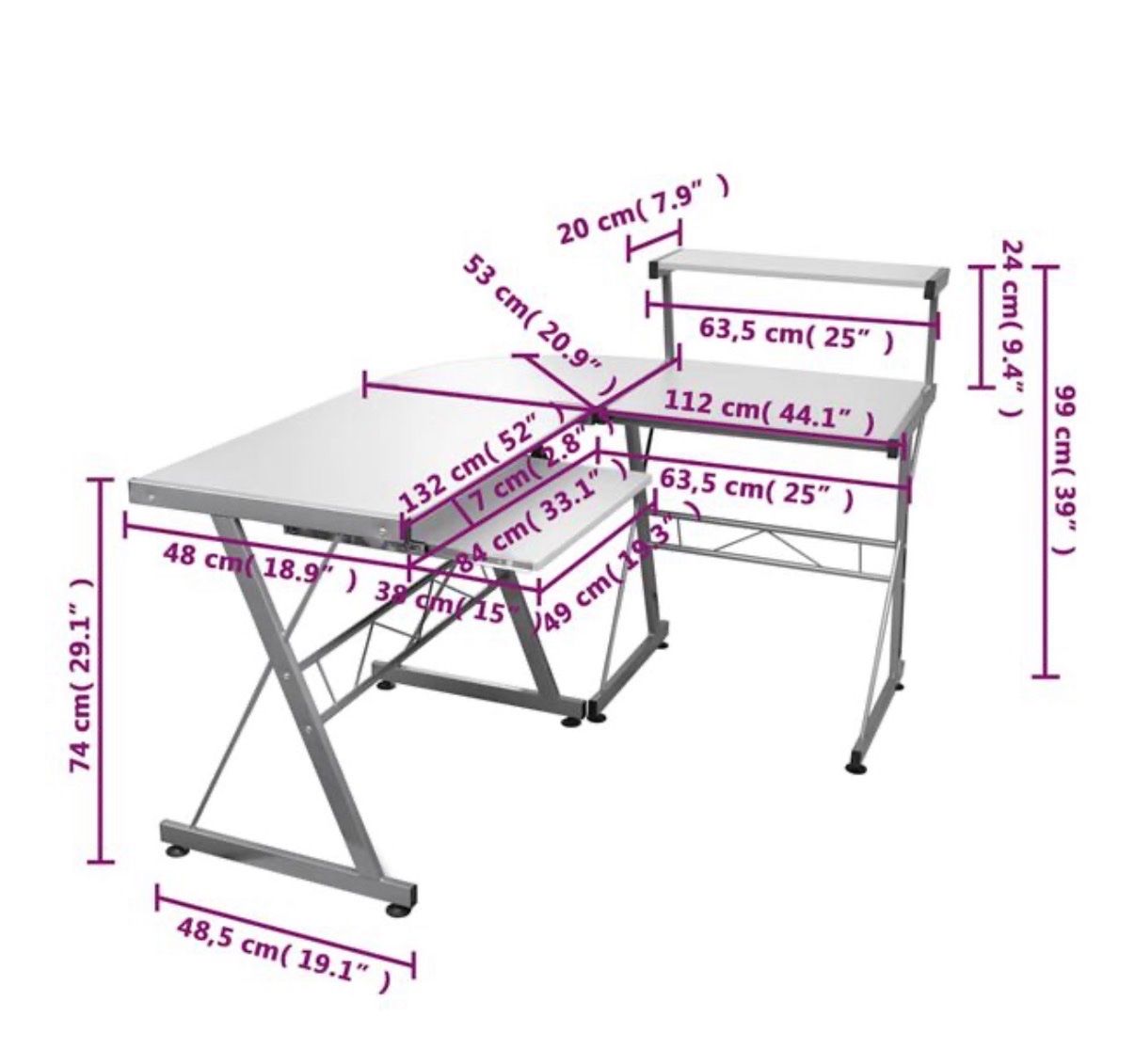 Schreibtische: Eckcomputertisch Glas/Metal mit Metallschubladen le... – Gebraucht aus Heimberg von arco08 4