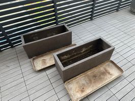 Zwei Pflanzentröge mit Untersetzer