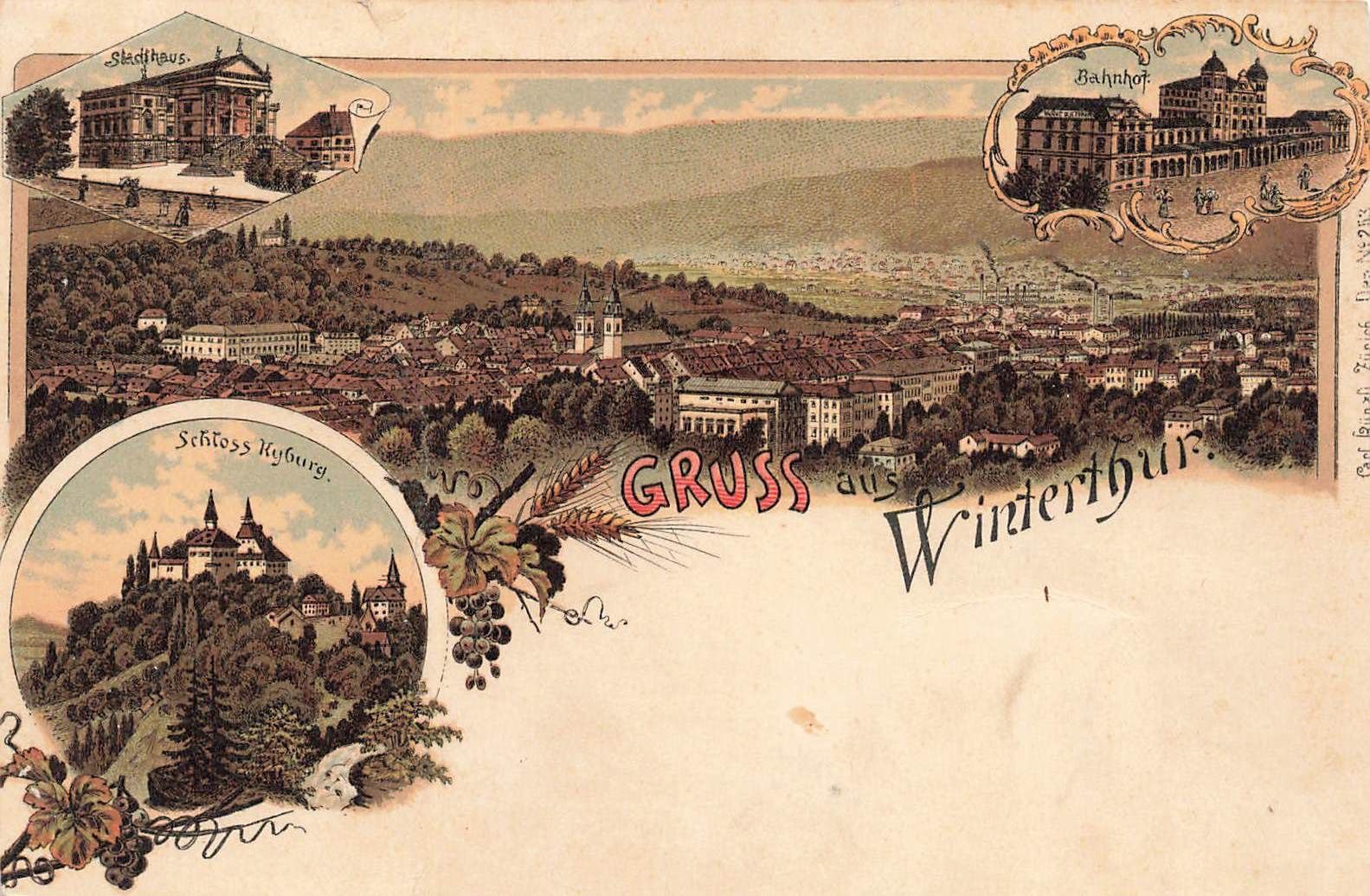 Cartoline postali: Litho Gruss aus Winterthur – Usato da Biasca venduto da Blenio71