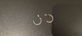 Creolen Halbcreolen Ohrstecker Strass Glitzer Silber Look