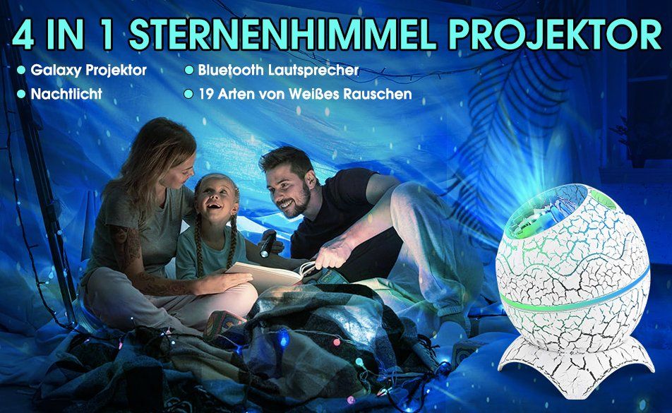Lampade: Dinosaurier-Ei Sternenprojektor mit Bluetooth Lautsprecheche – Nuovo e nell'imballaggio originale da Châtelaine venduto da topshop.switzerland 3