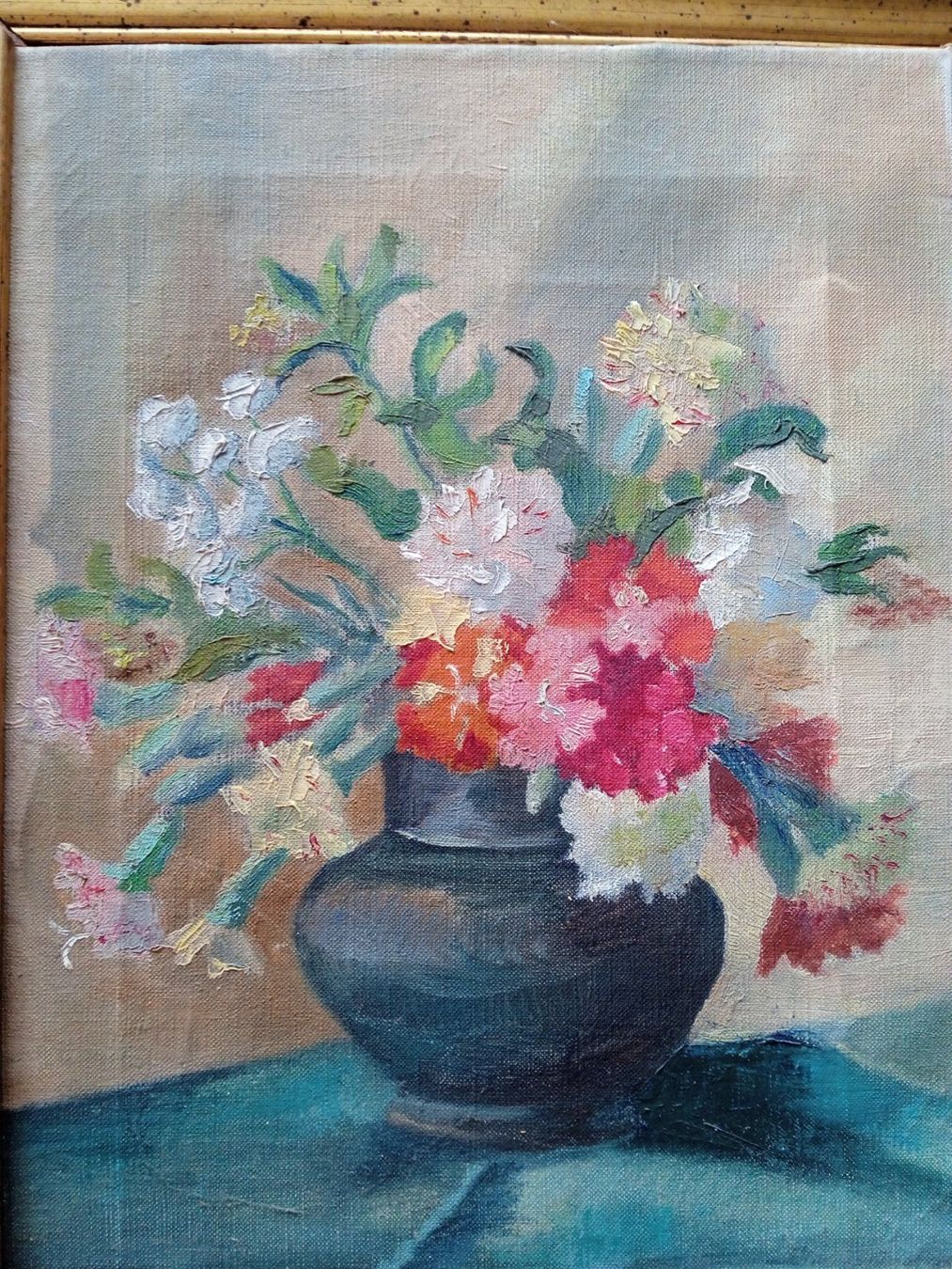 Gemälde: Bild in Goldrahmen mit Blumenstrauss, gebraucht – Gebraucht aus Döttingen von Schlei 1