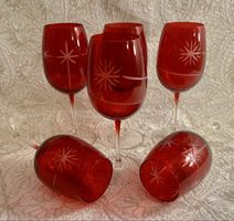Sublime service de 6 verres à vin cristal doublé rouge rubis
