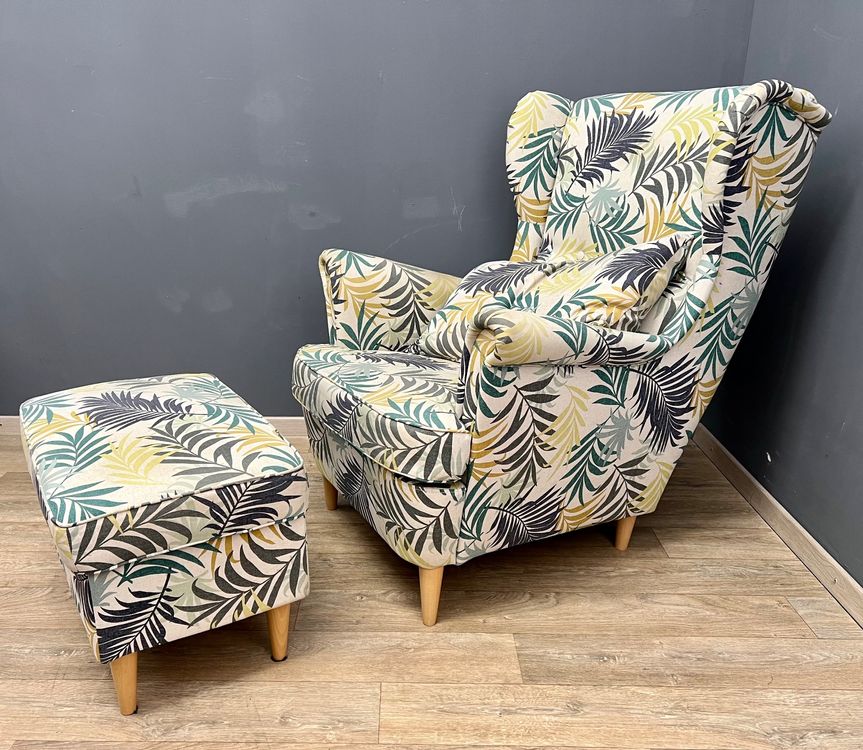 Ikea Palmen Ohrensessel Strandmon mit Kissen + Hocker Kaufen auf Ricardo
