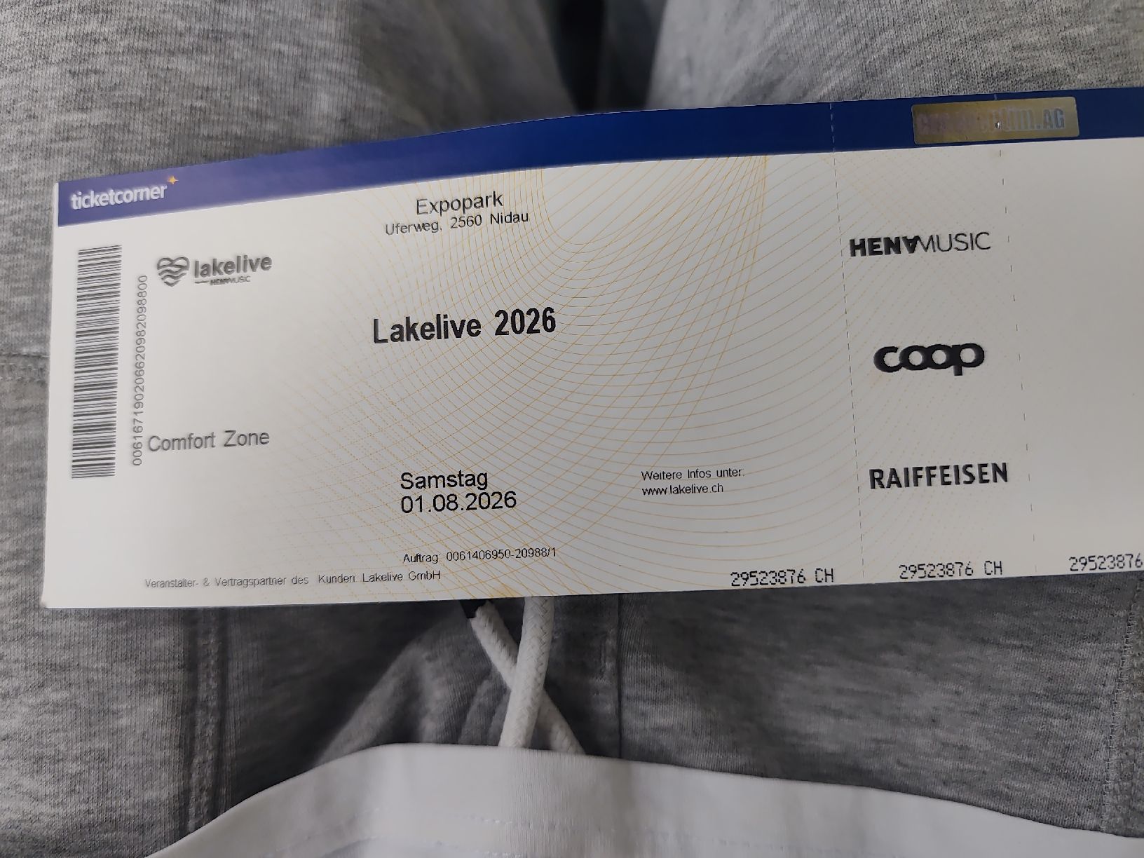Billets: 2 lakelive ticket comfort Zone pour le 1 Août – Neuf (Voir description) à Biel/Bienne par fallou