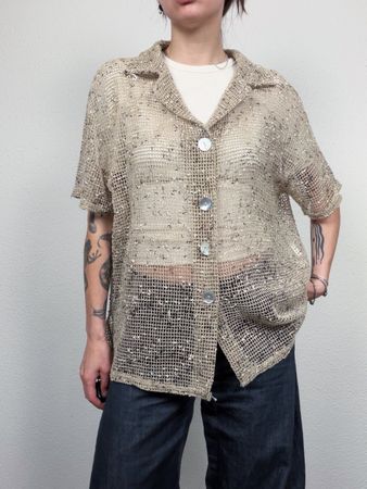 Vintage Mesh Blouse Size XL