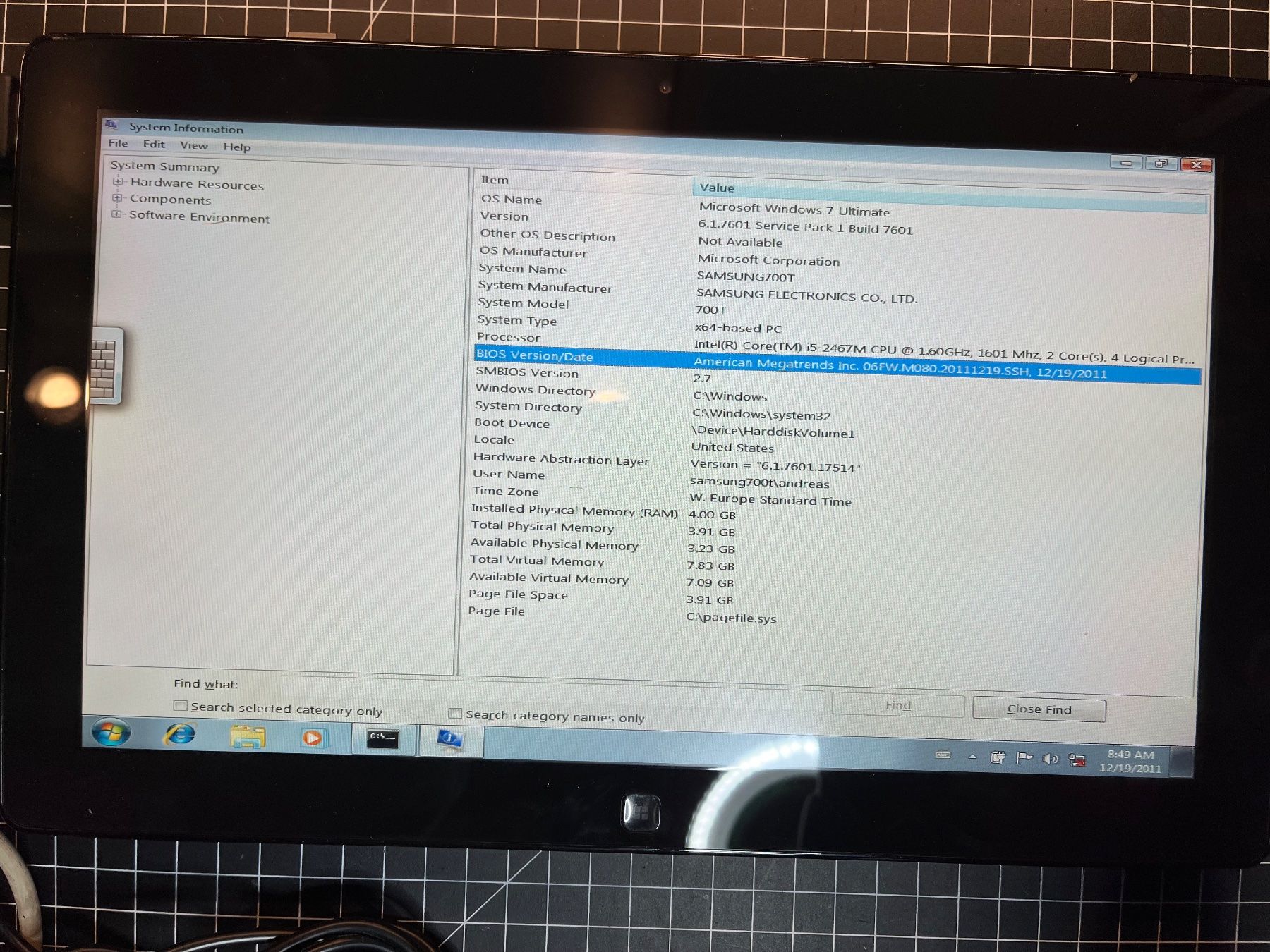 Hewlett Packard Tablet PC: Samsung Galaxy Tab 700T mit Windows – Usato da Sursee venduto da swifty65 2