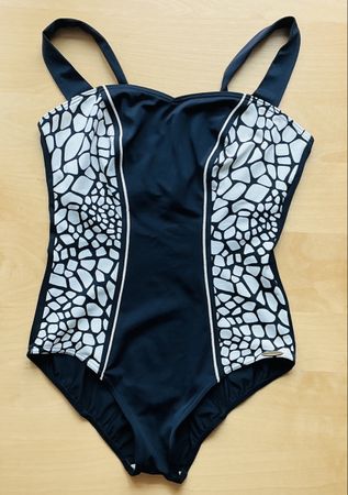 Badeanzug Damen schwarz/weiss Grösse 40