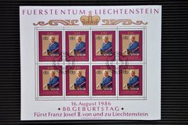 1986 Kleinbogen ET 80. Geburtstag von Fürst Franz Josef II.