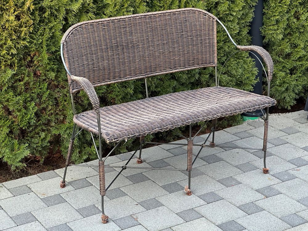 Tuinbank van massief teakhout 110 cm breed met prachtige rugleuning
