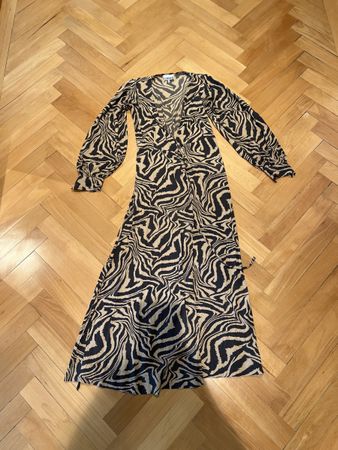 Ganni Maxikleid Gr. 36, Wickelkleid, Zebra Muster