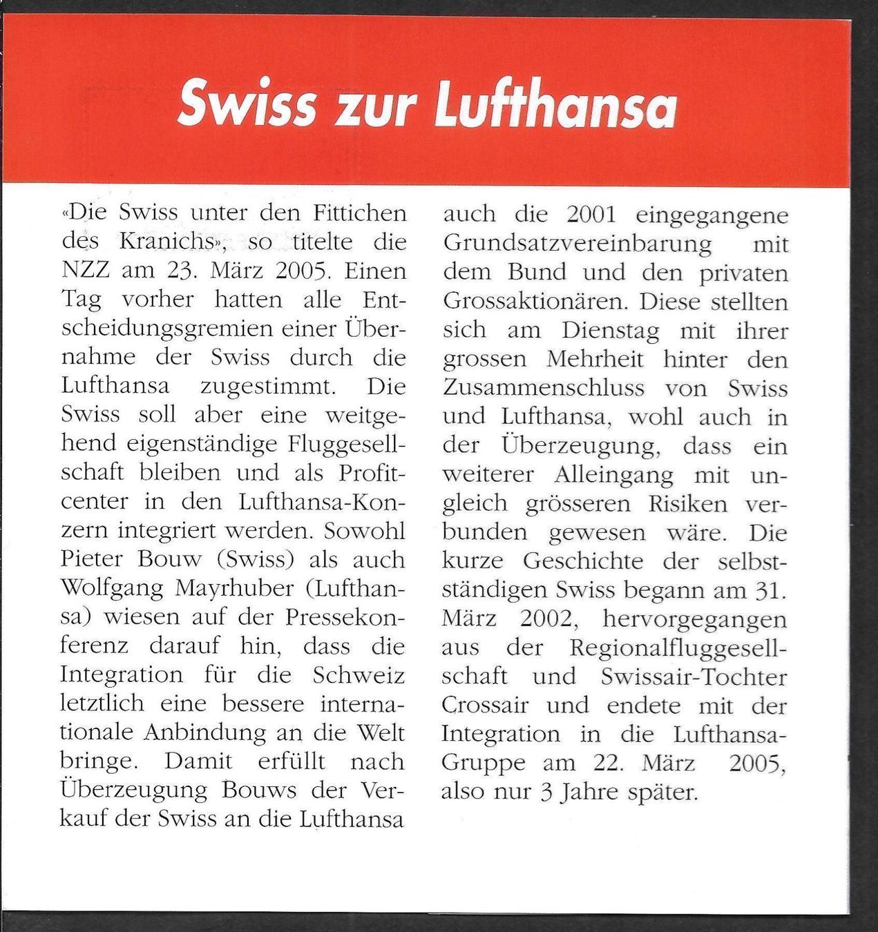Tutti i francobolli: Sonderfolder Swiss zur Lufthansa 2005 – Nuovo (secondo la descrizione) da Olten venduto da clotaldi 1
