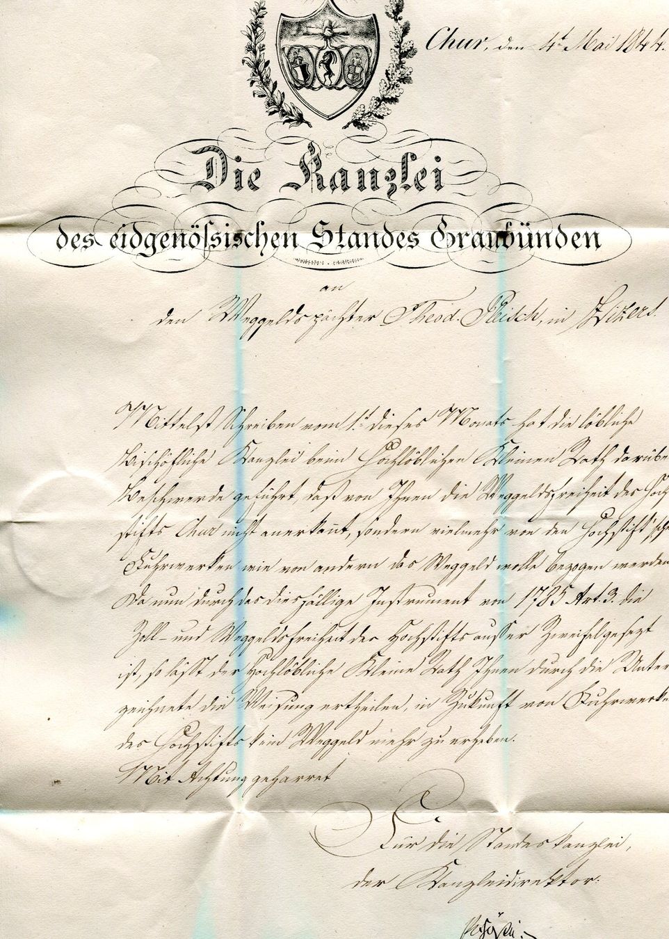 Tutti i francobolli: Faltbrief von Chur nach Zizers 1844 – Usato da Opfikon venduto da Prophila 1