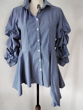 Joseph Ribkoff Bluse, Gr. 34, blau/weiss gestreift
