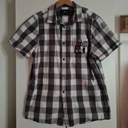 Jungen Kurzarmhemd, weiss/schwarz, Gr. 170