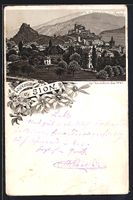 Litho Sion, Panorama mit den Bergen