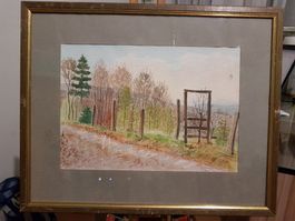 Aquarell von W. Suter – "Frühling im Walde" (1979)