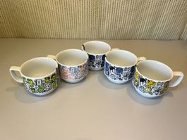 5 Bopla! Langenthal Kaffeetassen gebraucht bunt - Los 9