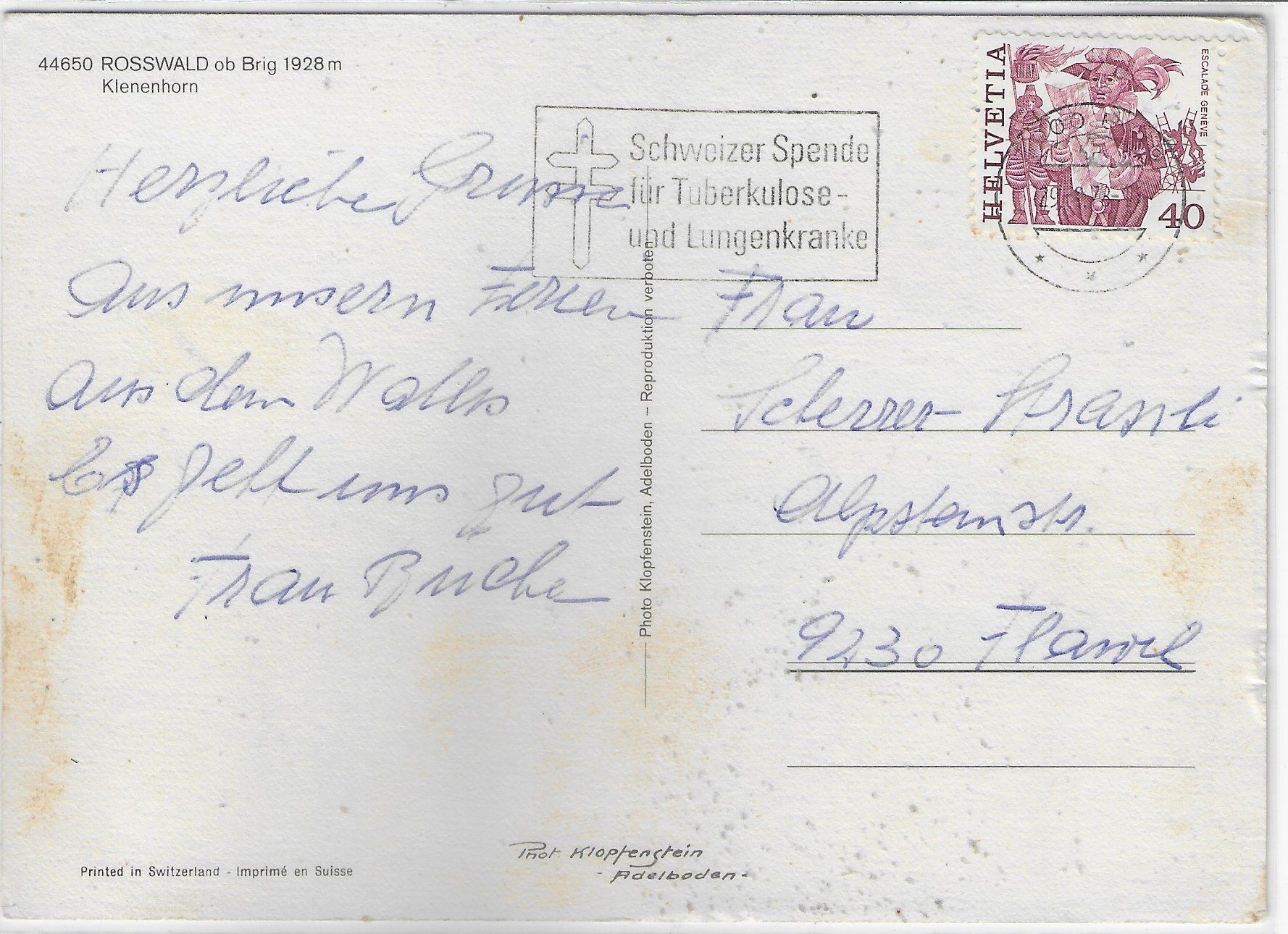 Cartoline postali: Rosswald ob Brig – Usato da Ettingen venduto da Kartenplanet 1